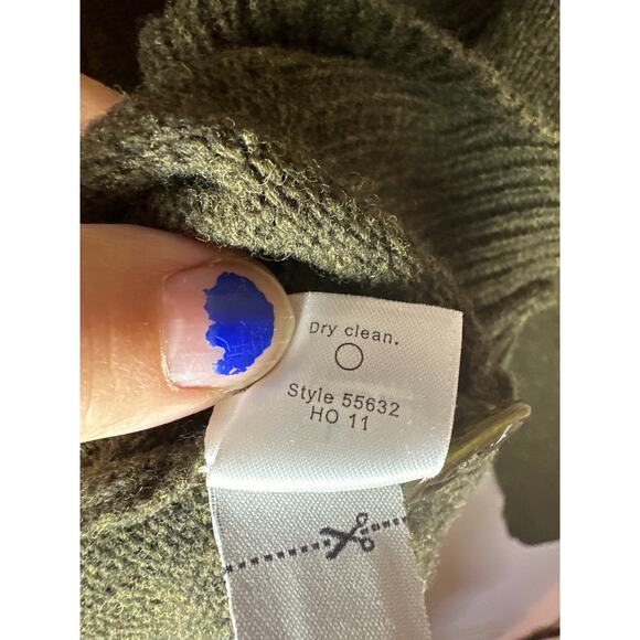 J Crew 100% Lambswool Sweater Collar Button Chest Pockets Size Large Green - Picture 8 of 8